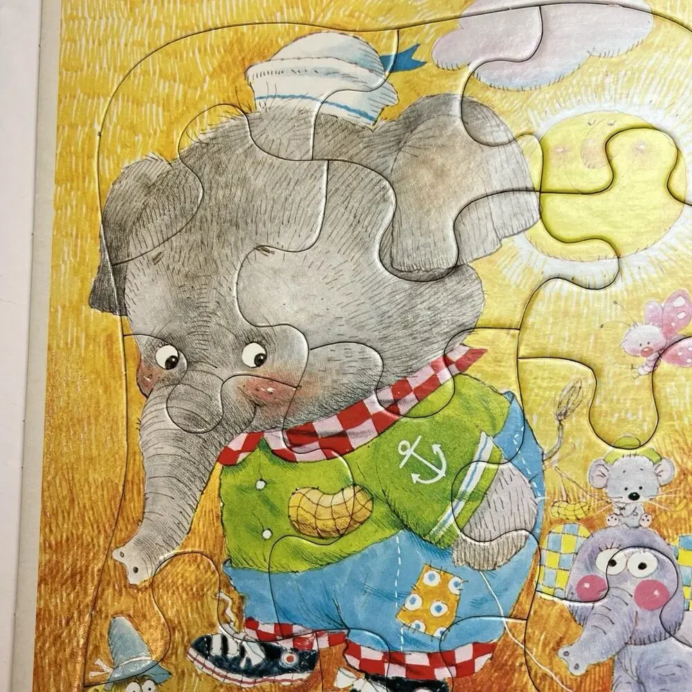 Vintage Little Elephant goes for a walk Golden, Frame Tray Puzzle 1979 Animals